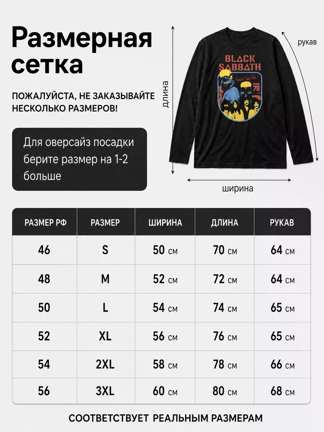Детали: Лонгслив Black Sabbath