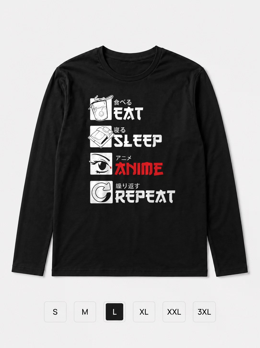 Лонгслив Eat Sleep Anime Repeat