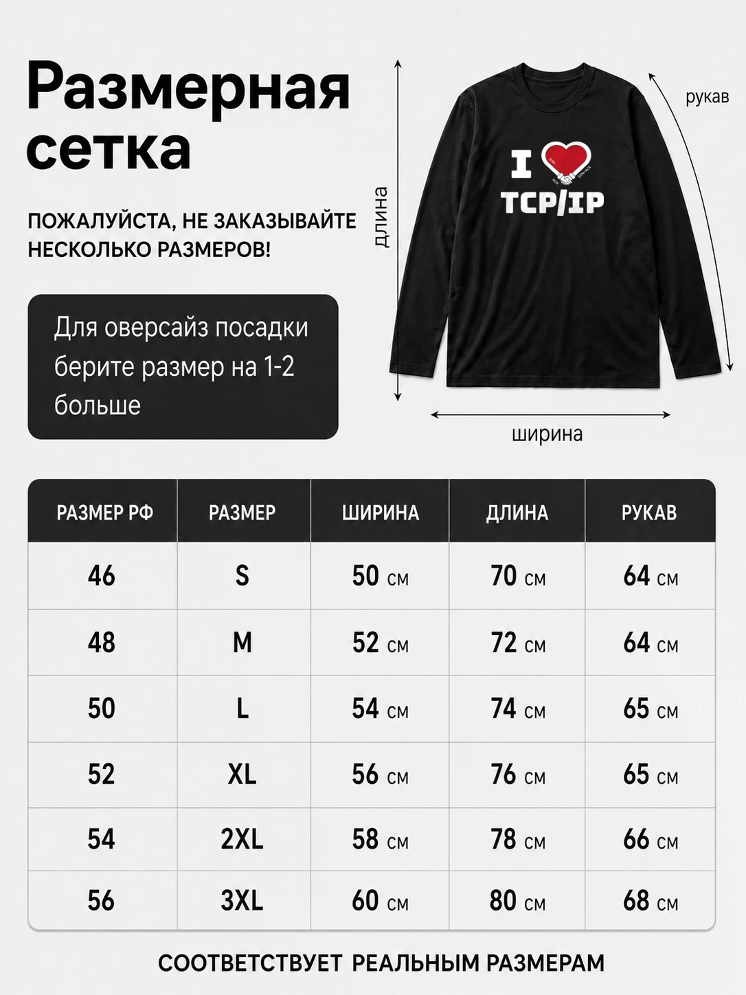 Детали: Лонгслив Админ, TCP IP