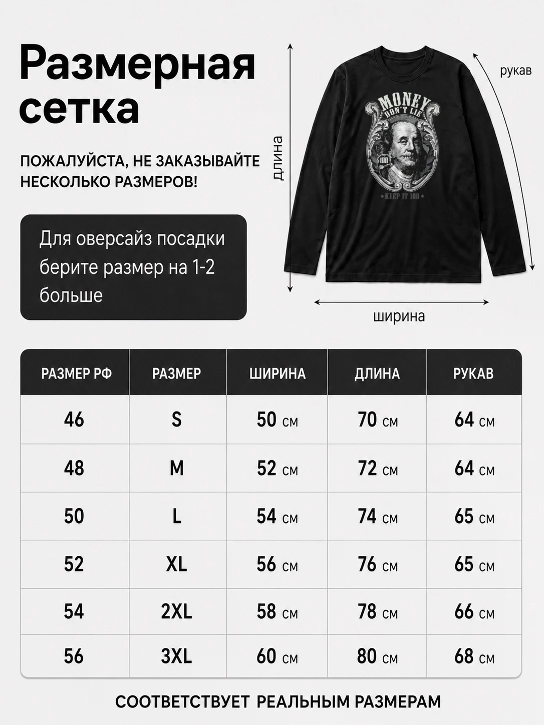 Детали: Лонгслив Деньги