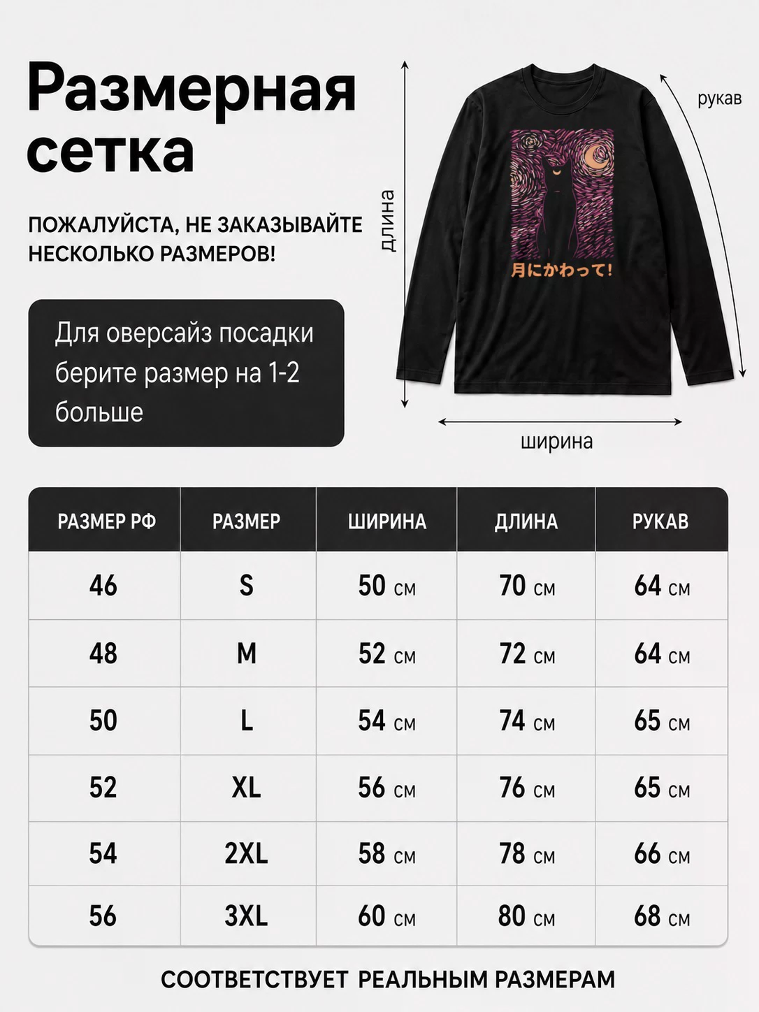 Детали: Лонгслив Кот в японском стиле