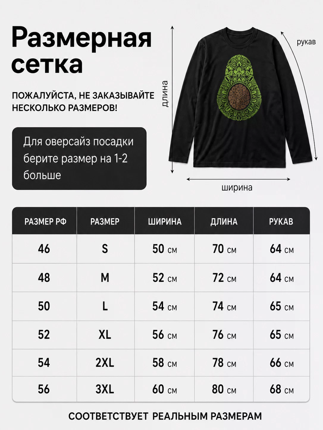 Детали: Лонгслив Еда, Авакадо арт