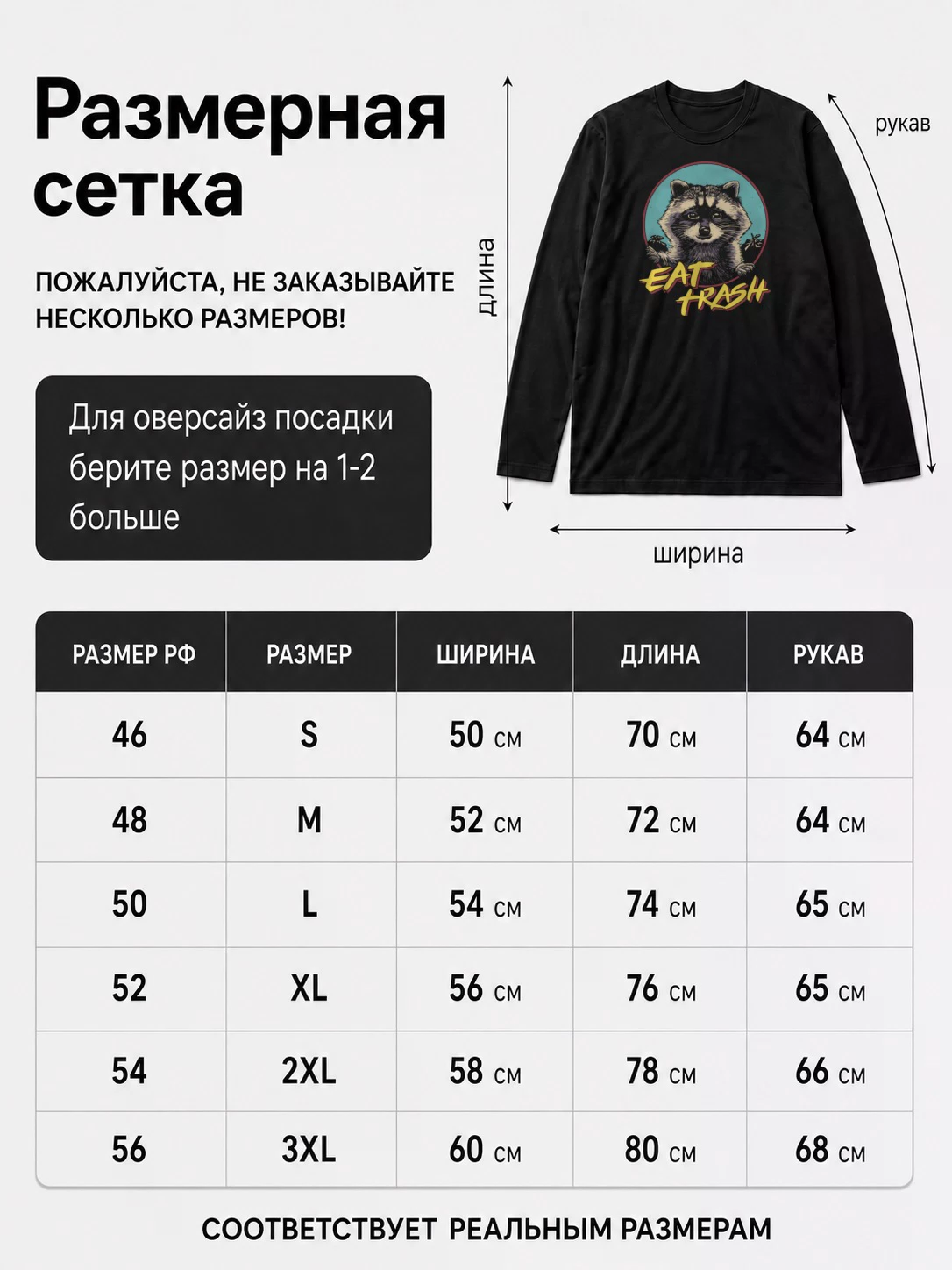 Детали: Лонгслив Енот, Ешь мусор, прикол